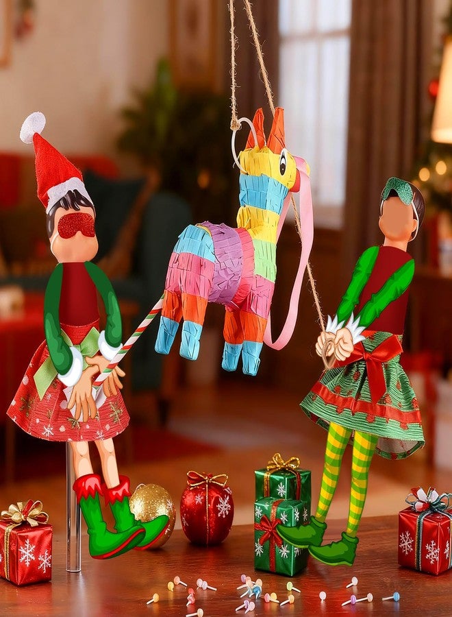 PullCrease 37 Pcs Christmas Doll Skirt and Accessories Set Christmas Doll Dresses Holiday Clothes Costume Mini with Pinata, Blindfold, Sticks, Mini Candy Miniatures for Xmas Party Decoration - Image 2